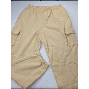 Champion Voluminous Cargo Pants Irish Cream Tan Fleece Sweatpants Small CS-3612
